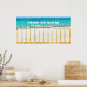 Zomer Strand Eeuwigdurende Verjaardagskalender Poster (Keuken)