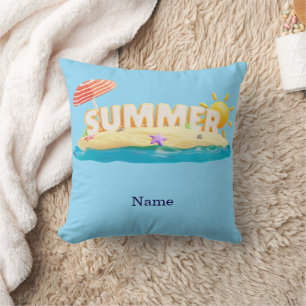 Zomer Strand Eiland 3D Trendy Tropische Vakantie Kussen