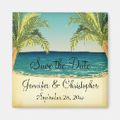 Zomer Strand en Palm Trees Bruiloft Save the Date Magneet (Voorkant)