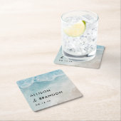 Zomer strand gepersonaliseerde bruiloft kartonnen onderzetters (Insitu)