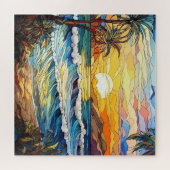 Zomer Strand Glas in lood Puzzel (Horizontaal)