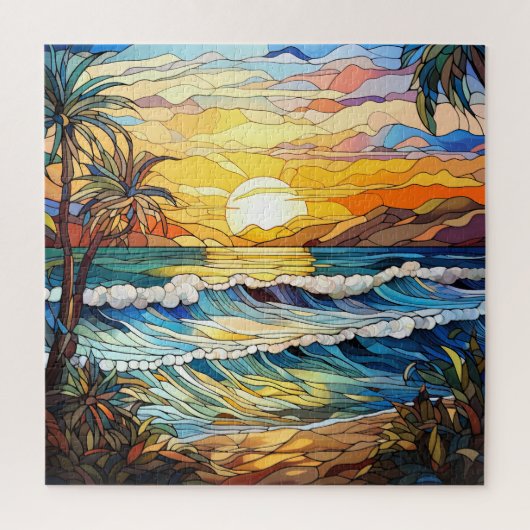 Zomer Strand Glas in lood Puzzel (Verticaal)