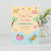 Zomer strand hond vakantie Baby shower Kaart (Staand voorkant)