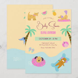 Zomer strand hond vakantie Baby shower Kaart