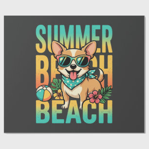 Zomer strand hond vakantie vector cadeaupapier