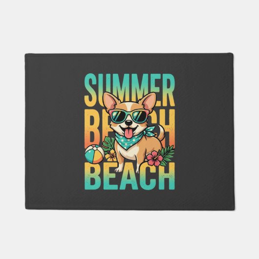 Zomer strand hond vakantie vector deurmat (Voorkant)