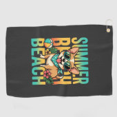 Zomer strand hond vakantie vector golfhanddoek (Horizontaal)