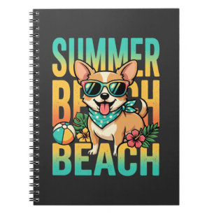 Zomer strand hond vakantie vector notitieboek