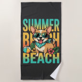 Zomer strand hond vakantie vector strandlaken (Voorkant)