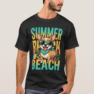 Zomer strand hond vakantie vector t-shirt