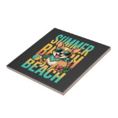 Zomer strand hond vakantie vector tegeltje (Zijkant)