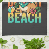 Zomer strand hond vakantie vector theedoek (Gevouwen)