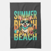 Zomer strand hond vakantie vector theedoek (Verticaal)