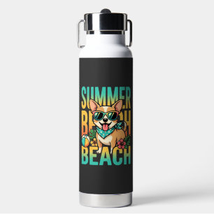 Zomer strand hond vakantie vector waterfles