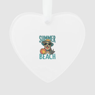 Zomer Strand Hond Vintage Zonnebril Shirt Ontwerp_ Ornament
