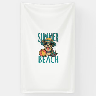 Zomer Strand Hond Vintage Zonnebril Shirt Ontwerp_ Spandoek
