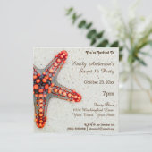 Zomer Strand Koraal Zeester Zoet 16 Verjaardag Kaart (Staand voorkant)