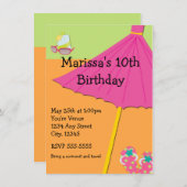 Zomer Strand Leuk Verjaardagsfeest Uitnodiging (Voorkant / Achterkant)