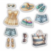 Zomer Strand Mode en Accessoires Sticker (Voorkant)