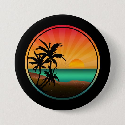 ZOMER STRAND NATUUR RONDE BUTTON 7,6 CM (Voorkant)