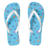 Zomer strand nautisch blauw patroon teenslippers (Voetbed)