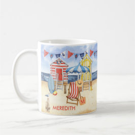 Zomer Strand Oceaan Naam Monogram Koffiemok
