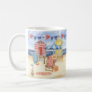 Zomer Strand Oceaan Naam Monogram Koffiemok