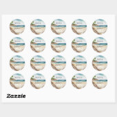Zomer Strand Oceaan Tropische Bestemming Bruiloft Ronde Sticker (Vel)