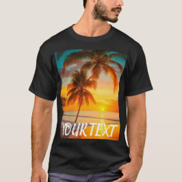 Zomer strand oceaan vakantie palmboom zonsondergan t-shirt