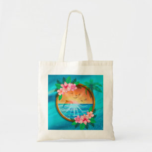 Zomer strand Oceaan vogels vliegen in de lucht en  Tote Bag
