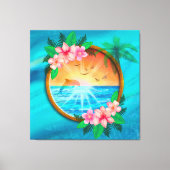 Zomer Strand Oceaanvogels vliegen in de lucht en w Canvas Afdruk (Voorkant)