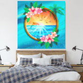 Zomer Strand Oceaanvogels vliegen in de lucht en w Canvas Afdruk (Insitu (Slaapkamer))