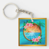 Zomer Strand Oceaanvogels vliegen in de lucht en w Sleutelhanger (voorkant)