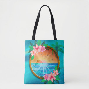 Zomer Strand Oceaanvogels vliegen in de lucht en w Tote Bag