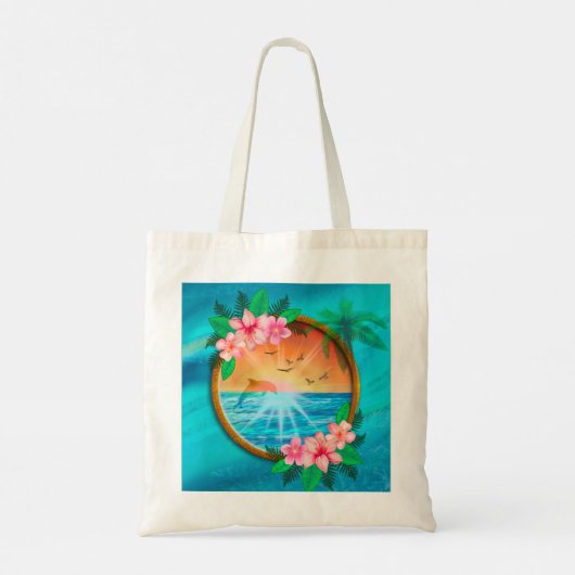 Zomer Strand Oceaanvogels vliegen in de lucht en w Tote Bag (Achterkant)