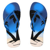 Zomer Strand Palmbomen Midnight Blue Teenslippers (Voetbed)