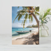Zomer strand palmboom tropische bruiloft kaart (Staand voorkant)