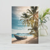 Zomer strand palmboom tropische bruiloft kaart (Staand voorkant)