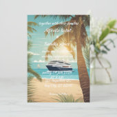 Zomer strand palmboom tropische bruiloft kaart (Staand voorkant)