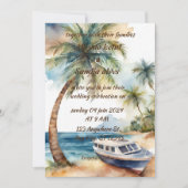 Zomer strand palmboom tropische waterverf bruiloft kaart (Voorkant)