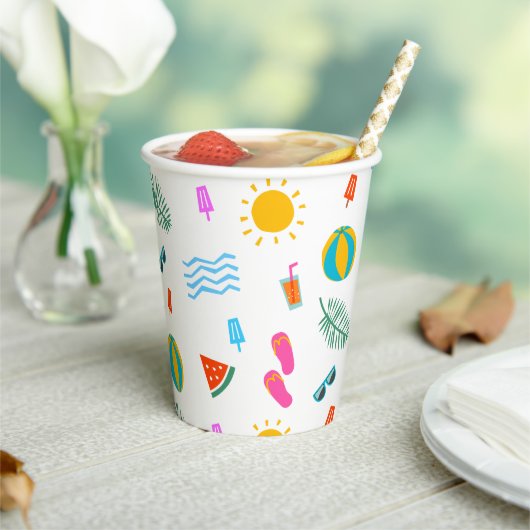 Zomer Strand Patroon Papier Cups Papieren Bekers (Insitu)