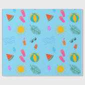 Zomer Strand Patroon Verjaardag Wrapping Papier (Vlak)