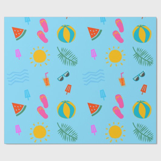 Zomer Strand Patroon Verjaardag Wrapping Papier (Vlak)