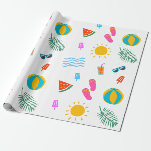 Zomer Strand Patroon Verjaardag Wrapping Papier