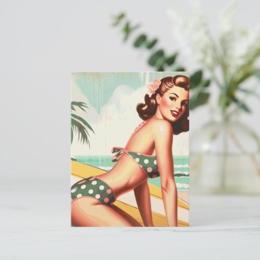  Zomer Strand Pin Up Briefkaart (Staand voorkant)