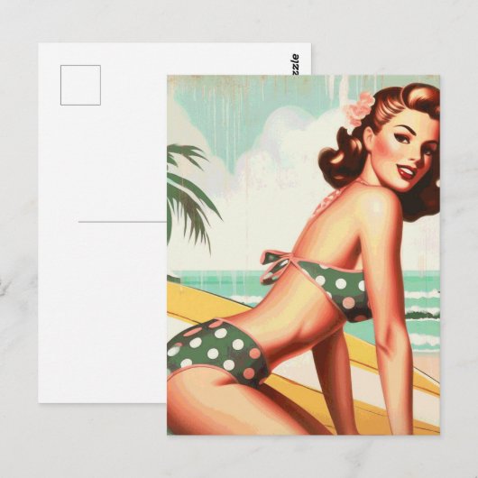  Zomer Strand Pin Up Briefkaart (Voorkant / Achterkant)