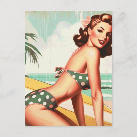  Zomer Strand Pin Up Briefkaart (Voorkant)