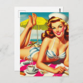 Zomer Strand Pin Up Briefkaart (Voorkant / Achterkant)