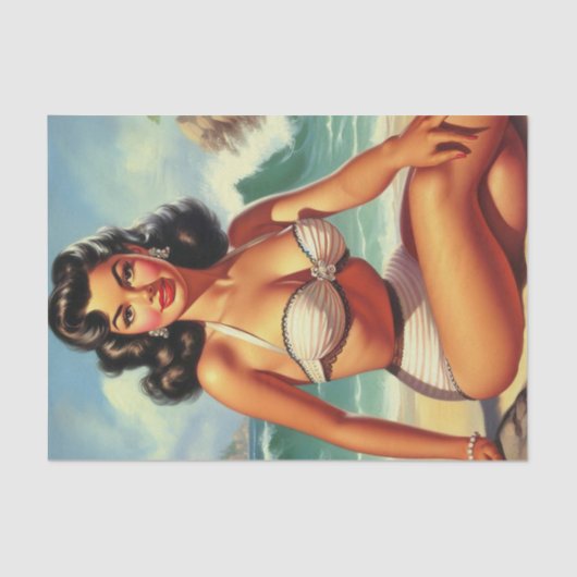 Zomer Strand Pin Up Tissuepapier (Voorkant)