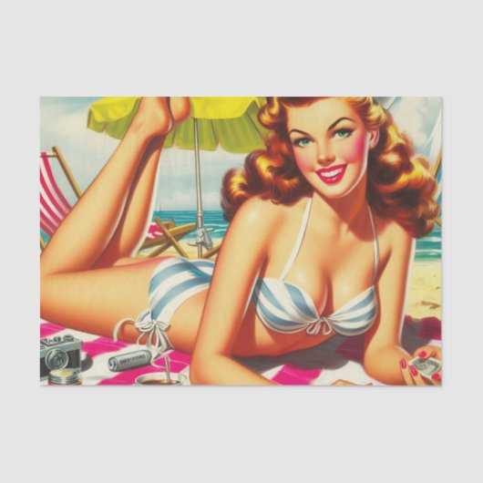  Zomer Strand Pin Up Tissuepapier (Voorkant)